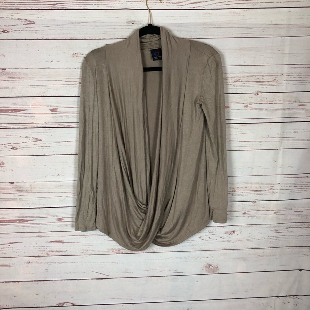 Rags & Couture Draped Deep V  Long Sleeve Top Sz S